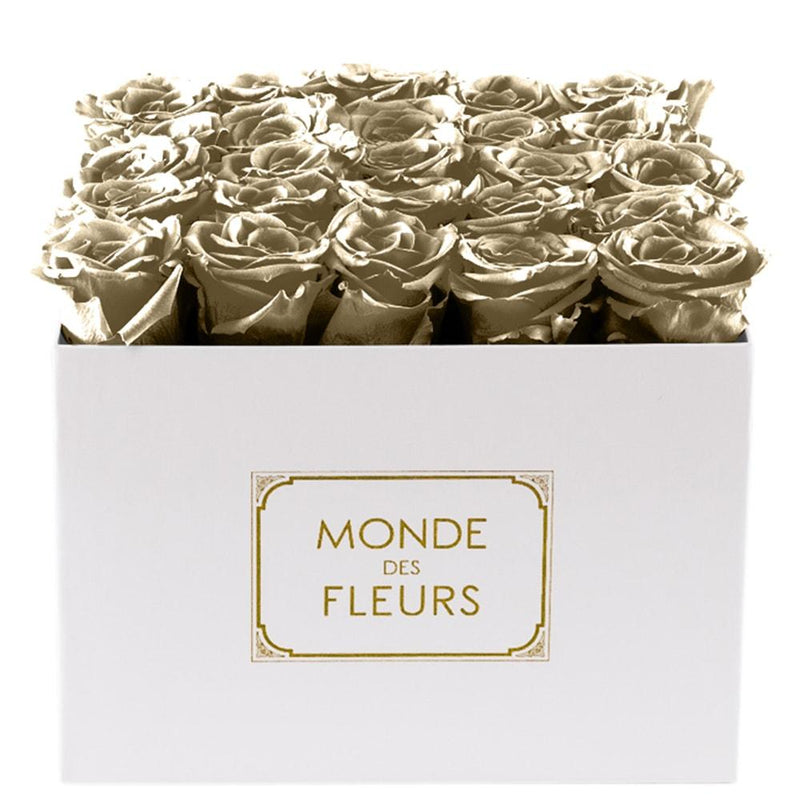 Flowerbox Rosenbox metallic gold - MONDE DES FLEURS