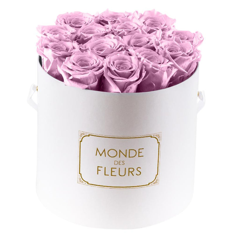 Flowerbox Rund Weiß Bridal Pink - MONDE DES FLEURS