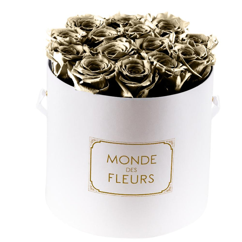 Flowerbox Rosenbox metallic gold - MONDE DES FLEURS