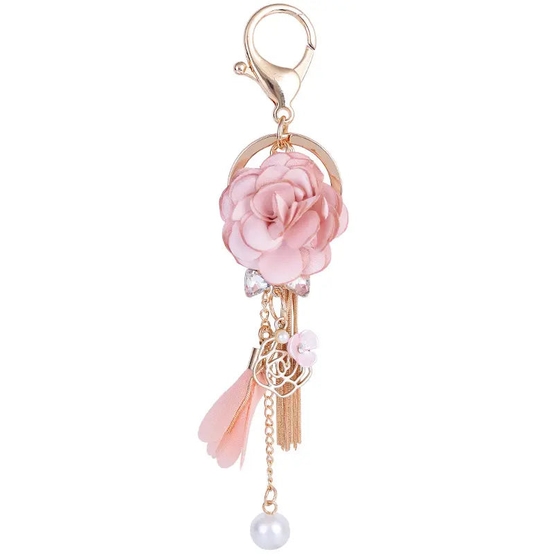 Das Perfekte Geschenk, Schlüsselanhänger mit Mini Rose Farbe Rosa